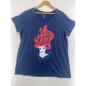 Women's Torrid Size 3 Little Mermaid "Part of Your World" T Shirt Navy Stretchy